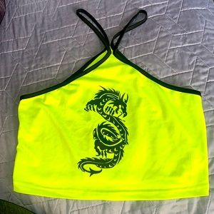Neon green dragon crop top
